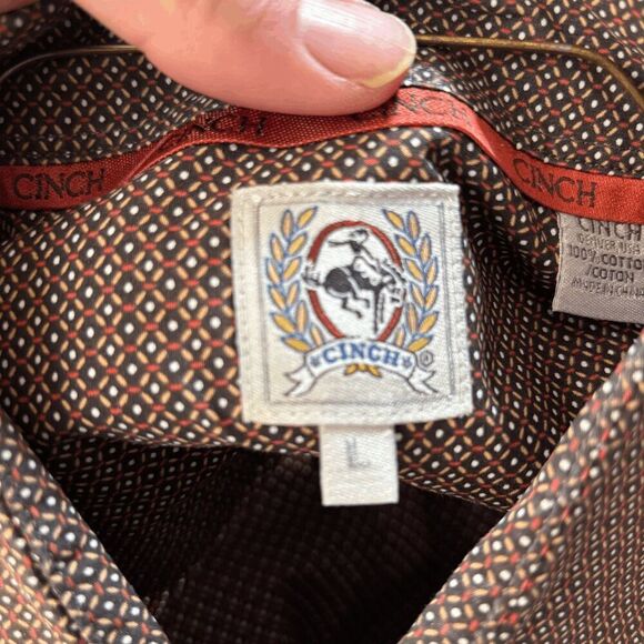 Cinch Performance Shirt Men's Large Black Red Geometric Western Monogram - Picture 5 of 6